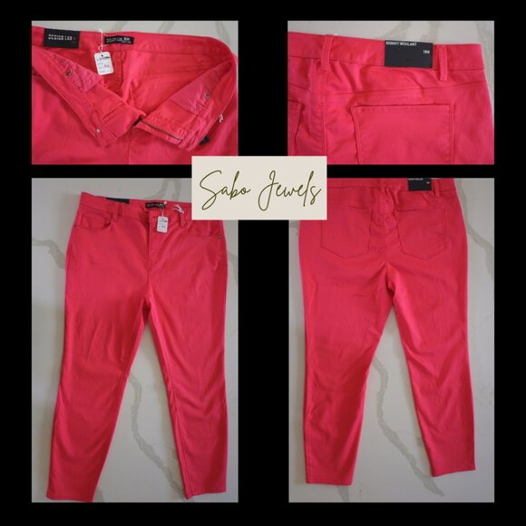 Design Lab Red Skinny Pants - Size 18W (NWT) - Picture 1 of 6